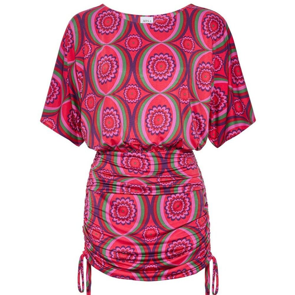 MISA Los Angeles mini drawstring dress